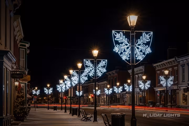 Municipal Christmas Lights Lamp Posts Decoration - Municipal Christmas lights installation in New Jersey